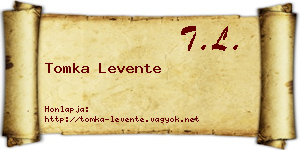 Tomka Levente névjegykártya